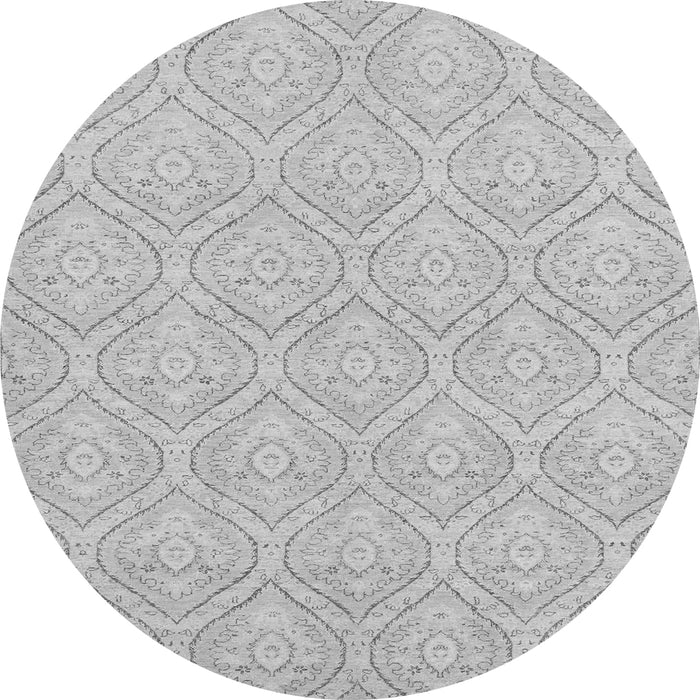 Round Machine Washable Abstract Gray Modern Rug, wshabs2705gry