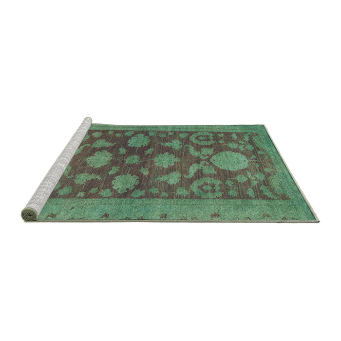 Sideview of Machine Washable Abstract MediumSea Green Rug, wshabs2706