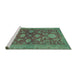 Sideview of Machine Washable Abstract MediumSea Green Rug, wshabs2706