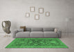 Machine Washable Abstract Emerald Green Modern Area Rugs in a Living Room,, wshabs2706emgrn