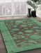 Machine Washable Abstract MediumSea Green Rug in a Family Room, wshabs2706