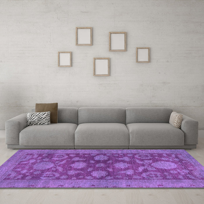 Machine Washable Abstract Purple Modern Area Rugs in a Living Room, wshabs2706pur