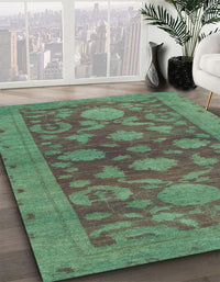 Abstract Sea Green Modern Rug, abs2706