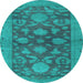 Round Abstract Light Blue Modern Rug, abs2706lblu