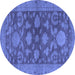 Round Abstract Blue Modern Rug, abs2706blu