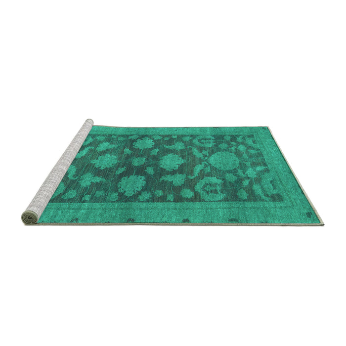 Sideview of Machine Washable Abstract Turquoise Modern Area Rugs, wshabs2706turq