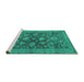 Sideview of Machine Washable Abstract Turquoise Modern Area Rugs, wshabs2706turq