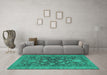 Machine Washable Abstract Turquoise Modern Area Rugs in a Living Room,, wshabs2706turq