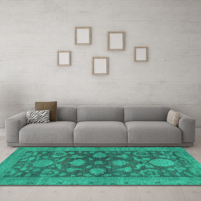 Machine Washable Abstract Turquoise Modern Area Rugs in a Living Room,, wshabs2706turq