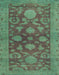 Machine Washable Abstract MediumSea Green Rug, wshabs2706