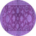 Round Machine Washable Abstract Purple Modern Area Rugs, wshabs2706pur