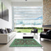 Square Machine Washable Abstract MediumSea Green Rug in a Living Room, wshabs2706