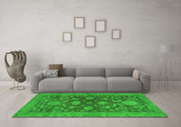 Machine Washable Abstract Green Modern Rug, wshabs2706grn