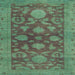 Square Machine Washable Abstract MediumSea Green Rug, wshabs2706