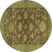 Round Abstract Brown Modern Rug, abs2706brn