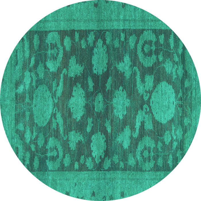 Round Abstract Turquoise Modern Rug, abs2706turq