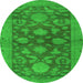 Round Abstract Green Modern Rug, abs2706grn