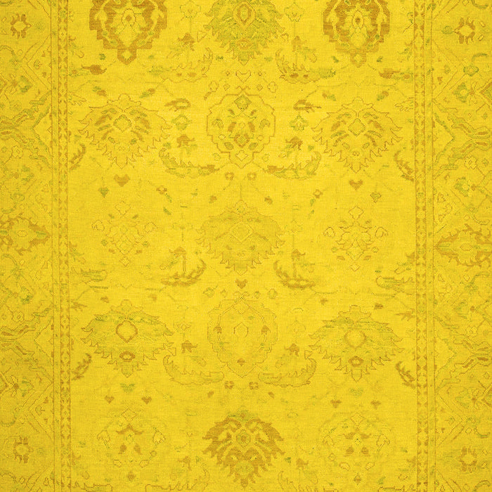 Machine Washable Oriental Yellow Traditional Rug, wshabs2707yw