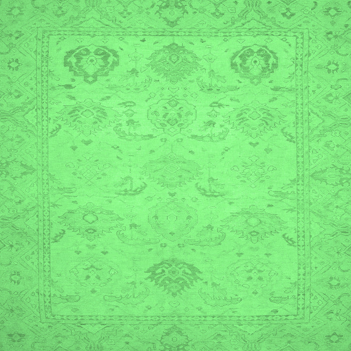 Square Machine Washable Oriental Emerald Green Traditional Area Rugs, wshabs2707emgrn