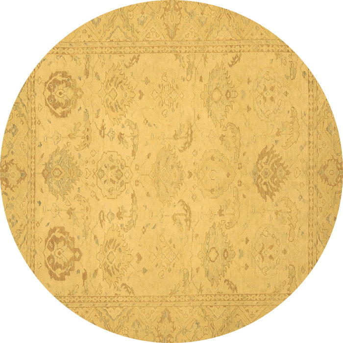 Round Machine Washable Oriental Brown Traditional Rug, wshabs2707brn