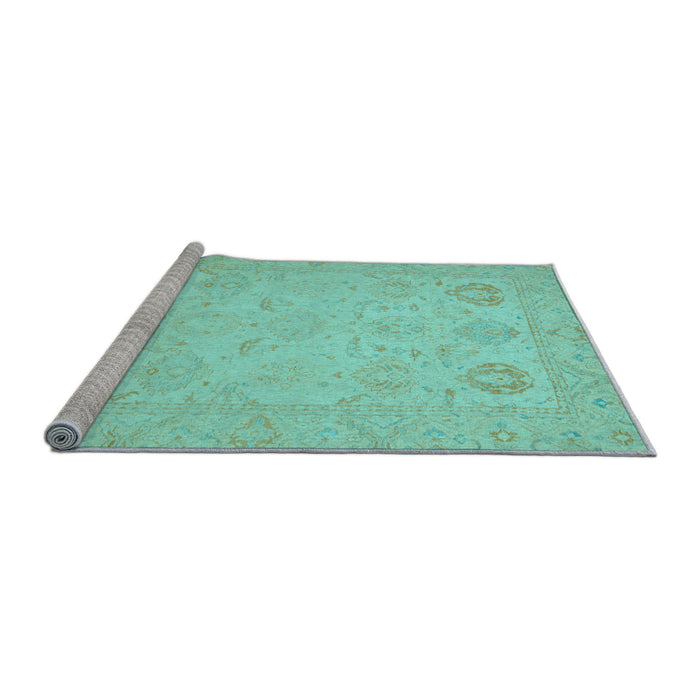 Sideview of Machine Washable Oriental Light Blue Traditional Rug, wshabs2707lblu