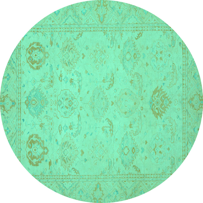 Round Oriental Turquoise Traditional Rug, abs2707turq