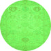 Round Oriental Green Traditional Rug, abs2707grn