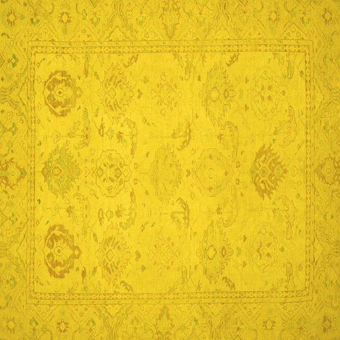 Square Oriental Yellow Traditional Rug, abs2707yw