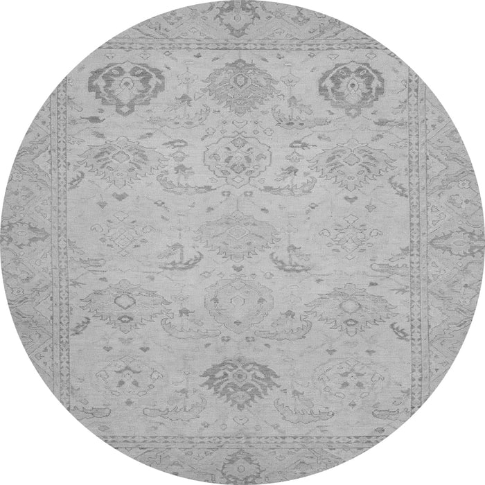 Round Machine Washable Oriental Gray Traditional Rug, wshabs2707gry