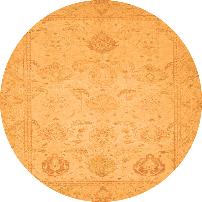 Round Oriental Orange Traditional Rug, abs2707org