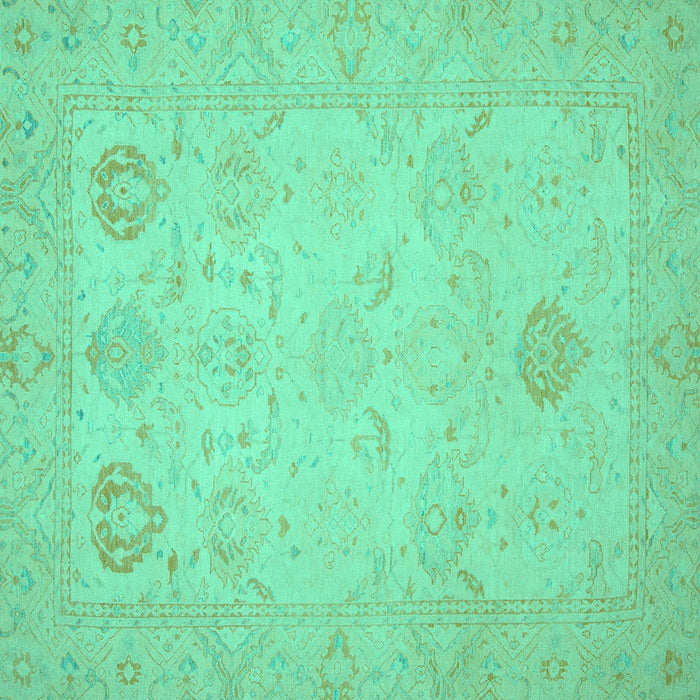 Square Oriental Turquoise Traditional Rug, abs2707turq