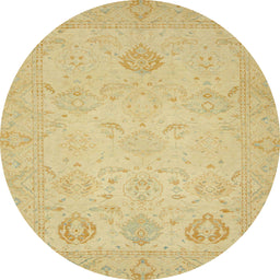 Round Machine Washable Abstract Gold Rug, wshabs2707