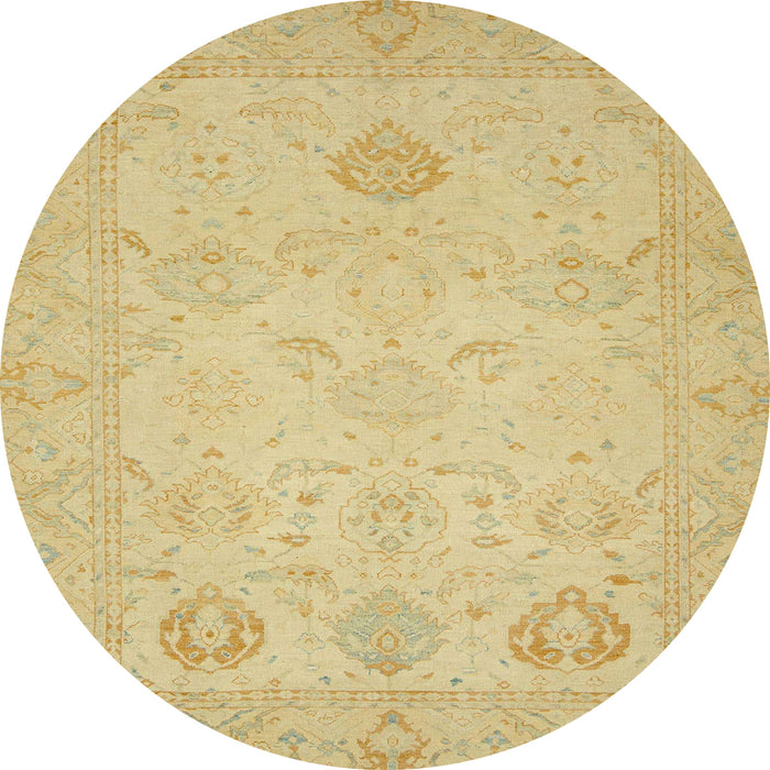 Round Machine Washable Abstract Gold Rug, wshabs2707