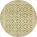 Round Machine Washable Abstract Brass Green Rug, wshabs2708