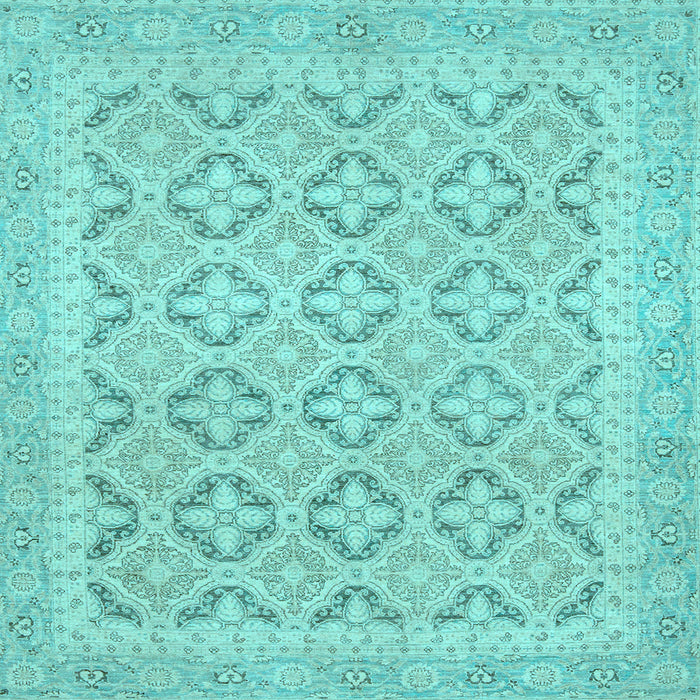 Square Machine Washable Oriental Light Blue Traditional Rug, wshabs2708lblu