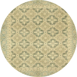 Round Abstract Copper Green Oriental Rug, abs2708