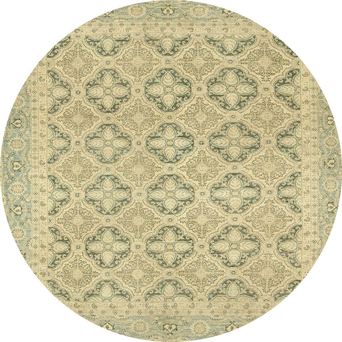 Round Abstract Copper Green Oriental Rug, abs2708