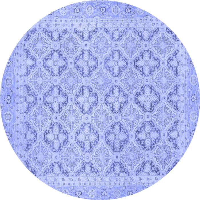 Round Oriental Blue Traditional Rug, abs2708blu