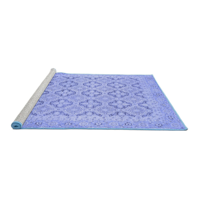 Sideview of Machine Washable Oriental Blue Traditional Rug, wshabs2708blu