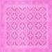 Square Machine Washable Oriental Pink Traditional Rug, wshabs2708pnk