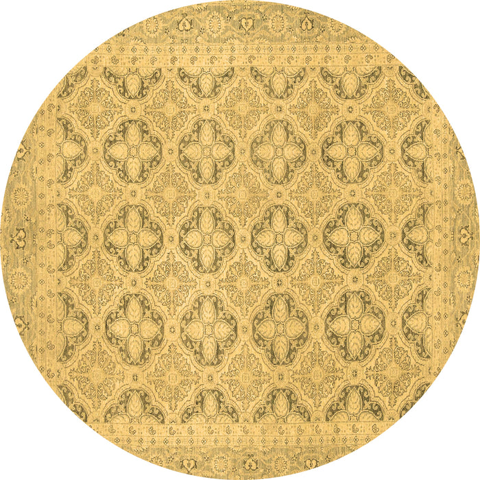 Round Machine Washable Oriental Brown Traditional Rug, wshabs2708brn