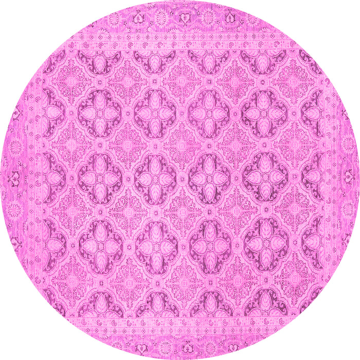 Round Oriental Pink Traditional Rug, abs2708pnk