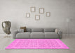 Machine Washable Oriental Pink Traditional Rug in a Living Room, wshabs2708pnk