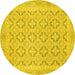 Round Oriental Yellow Traditional Rug, abs2708yw