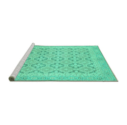 Sideview of Machine Washable Oriental Turquoise Traditional Area Rugs, wshabs2708turq