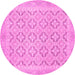 Round Machine Washable Oriental Pink Traditional Rug, wshabs2708pnk