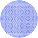 Round Machine Washable Oriental Blue Traditional Rug, wshabs2708blu