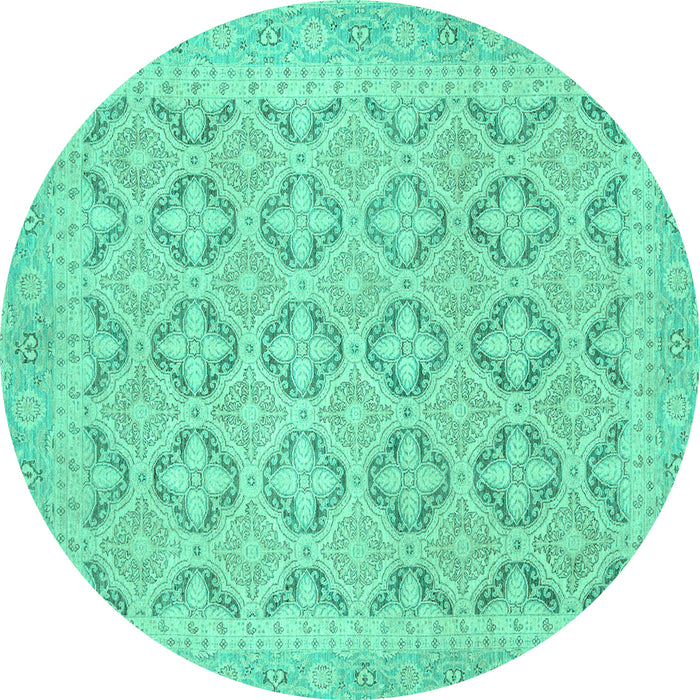 Round Oriental Turquoise Traditional Rug, abs2708turq