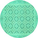 Round Oriental Turquoise Traditional Rug, abs2708turq