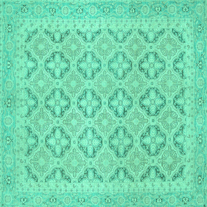 Square Oriental Turquoise Traditional Rug, abs2708turq